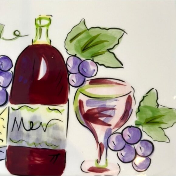 I. Godinger & Co. Rectangular Wine Grapes Cheese Serving Tray Platter Dish - Picture 9 of 15